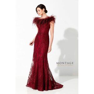 220D22 Fit & Flare Red Off Shoulder Mother's Dress by Ivonne D
